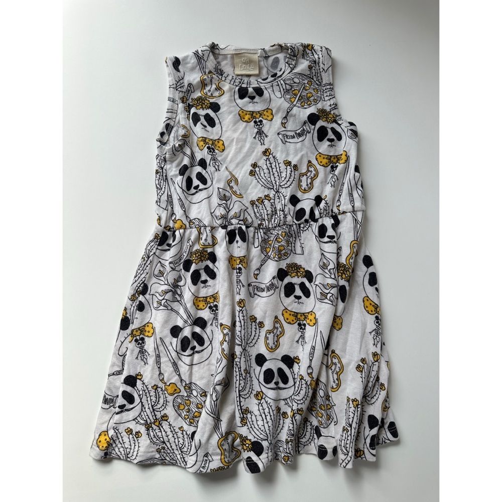 EUC Mini Rodini Panda Artists AOP dress - EU size 92/98